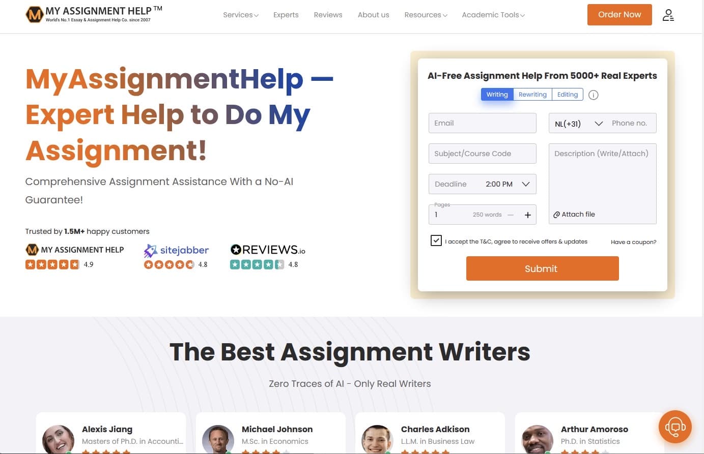 MyAssignmentHelp.com screenshot